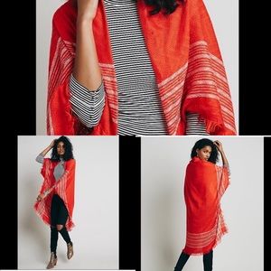 Free People Kimono Orange & White